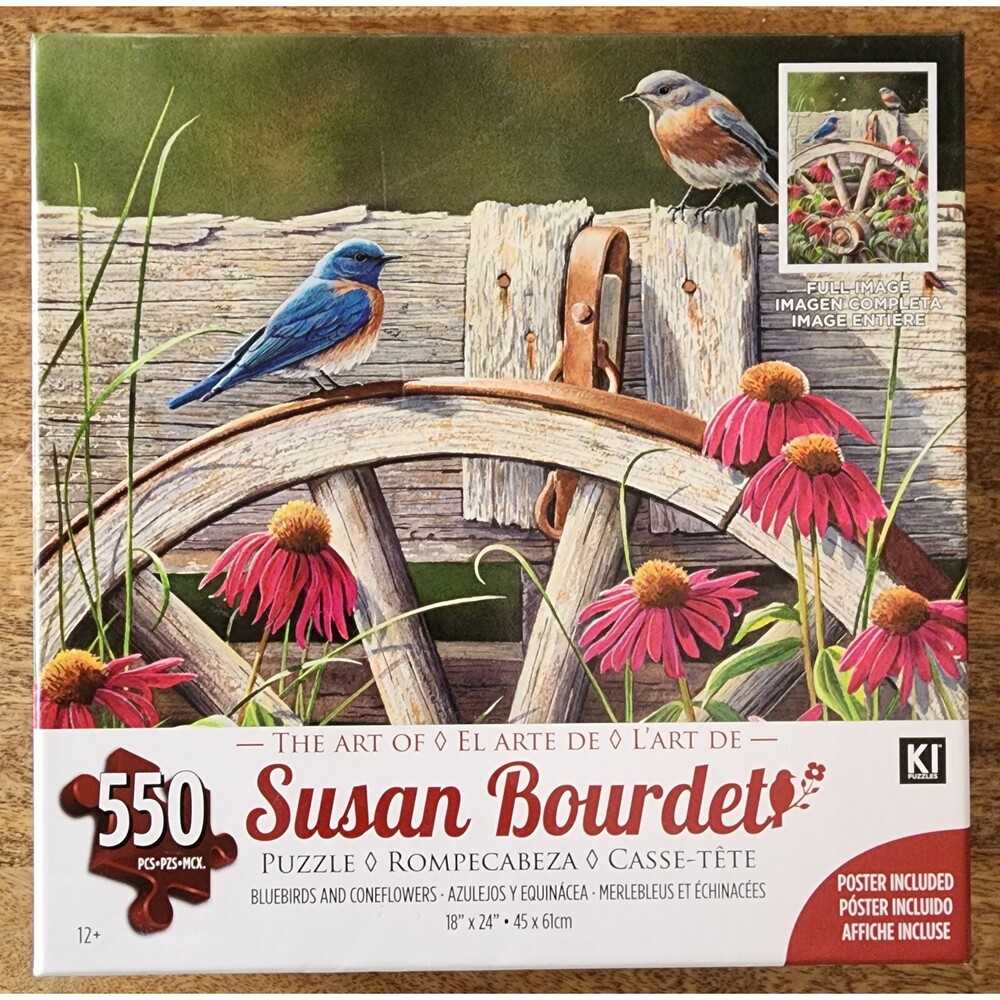 NEW Susan Bourdet Bluebirds Birds and Coneflowers | Wild Wings | 550 pcs